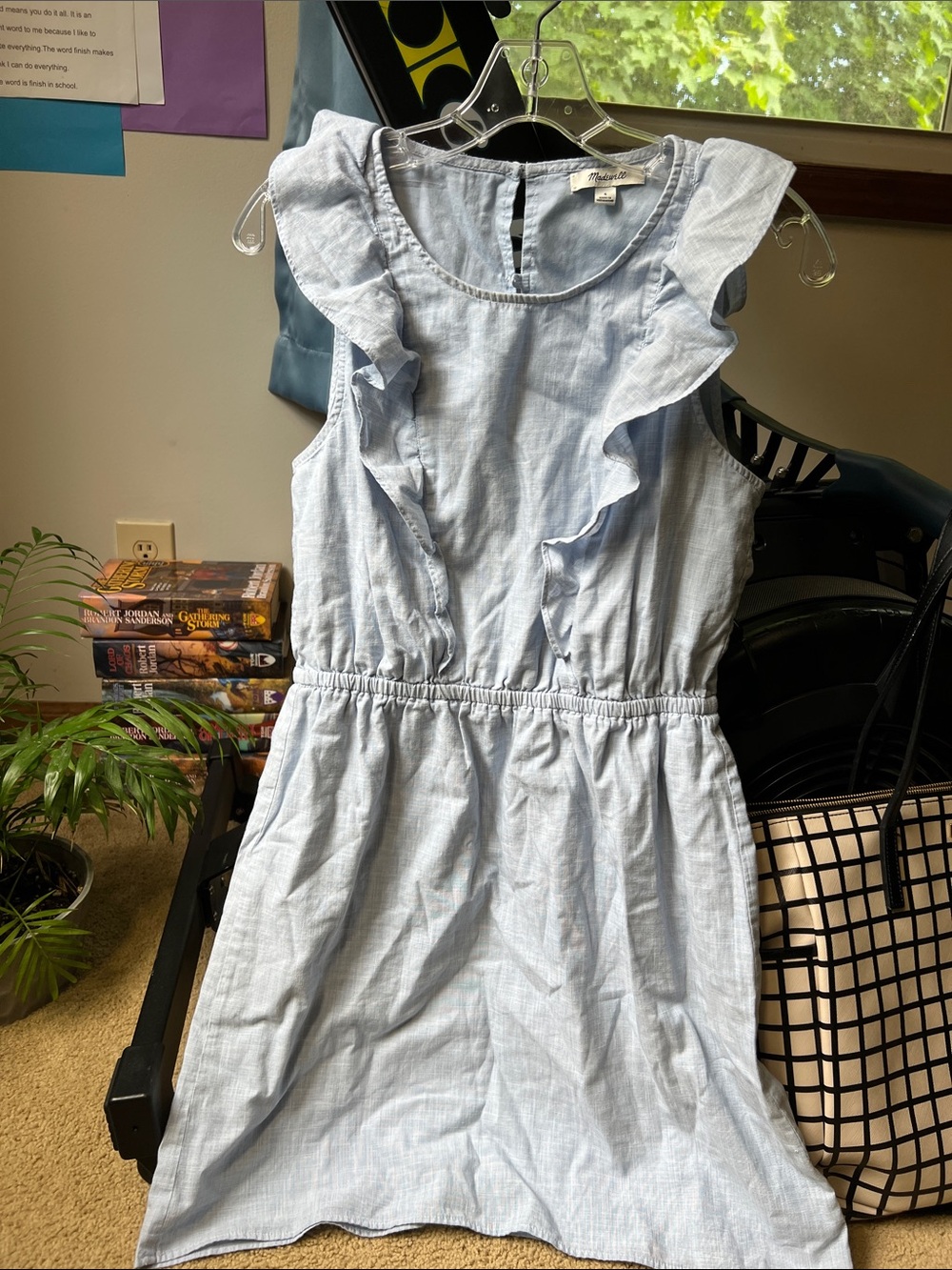 Light Blue Ruffle Sleeveless cotton Dress